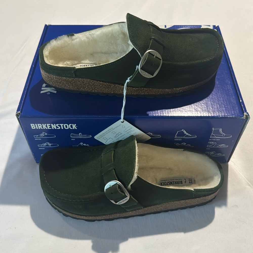 Birkenstock Buckley Mountain View Green Narrow Fur US 8 new